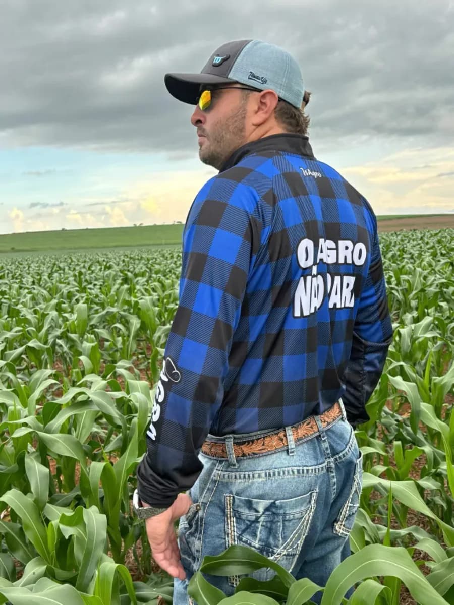 Camiseta Agro Xadrez Azul - Ref 0119